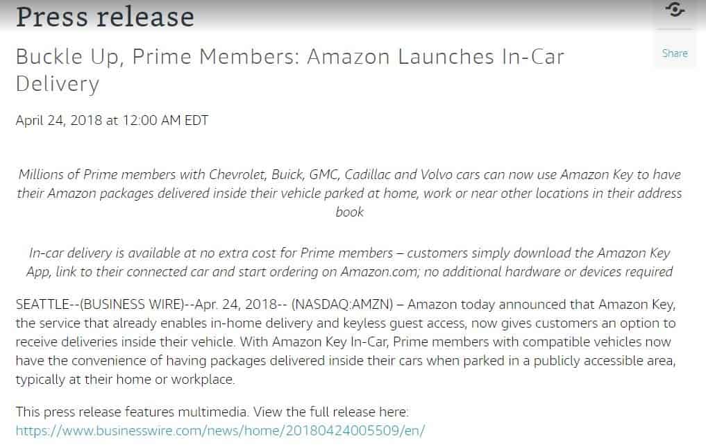 Amazon press release