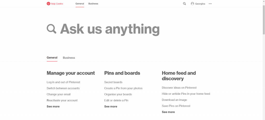Pinterest help center