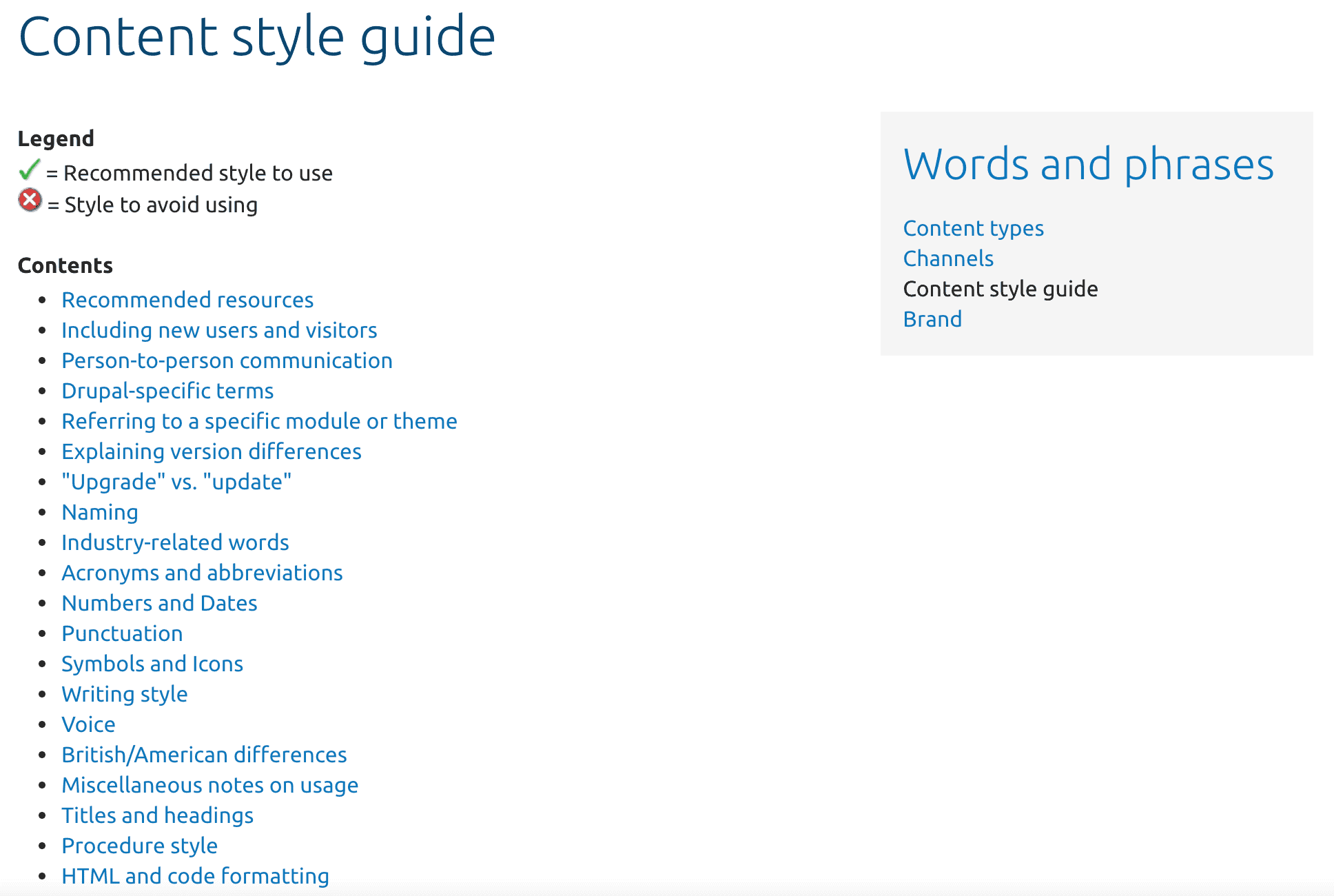 Screenshot of Drupal's styleguide example.