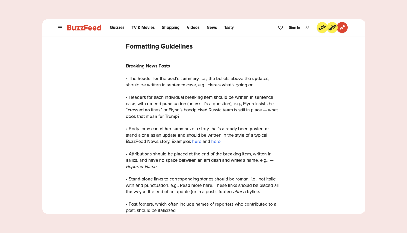Buzzfeed's style guide