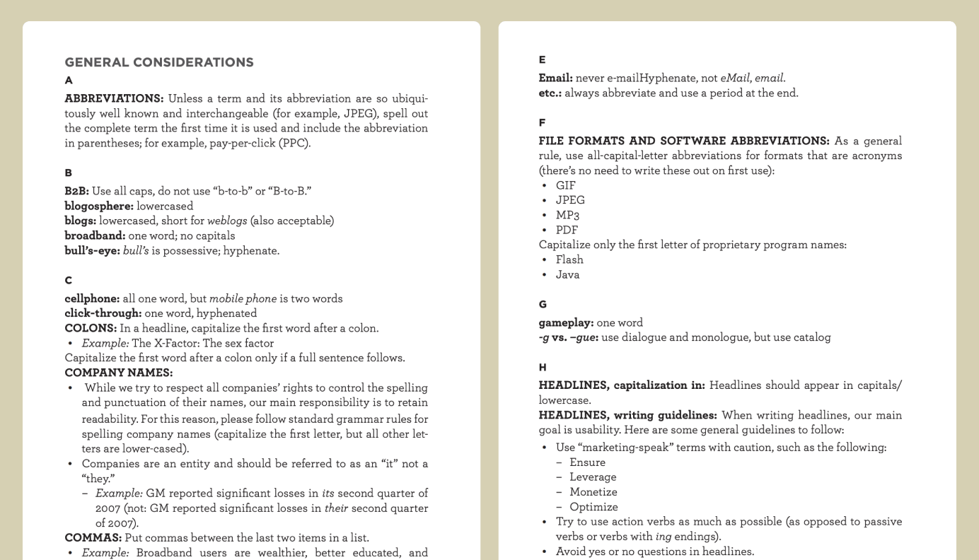 content writing style guide