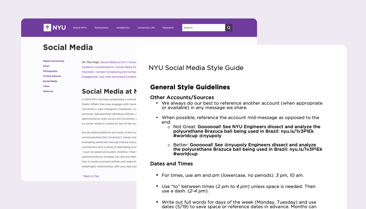 NYU’s social media style guide