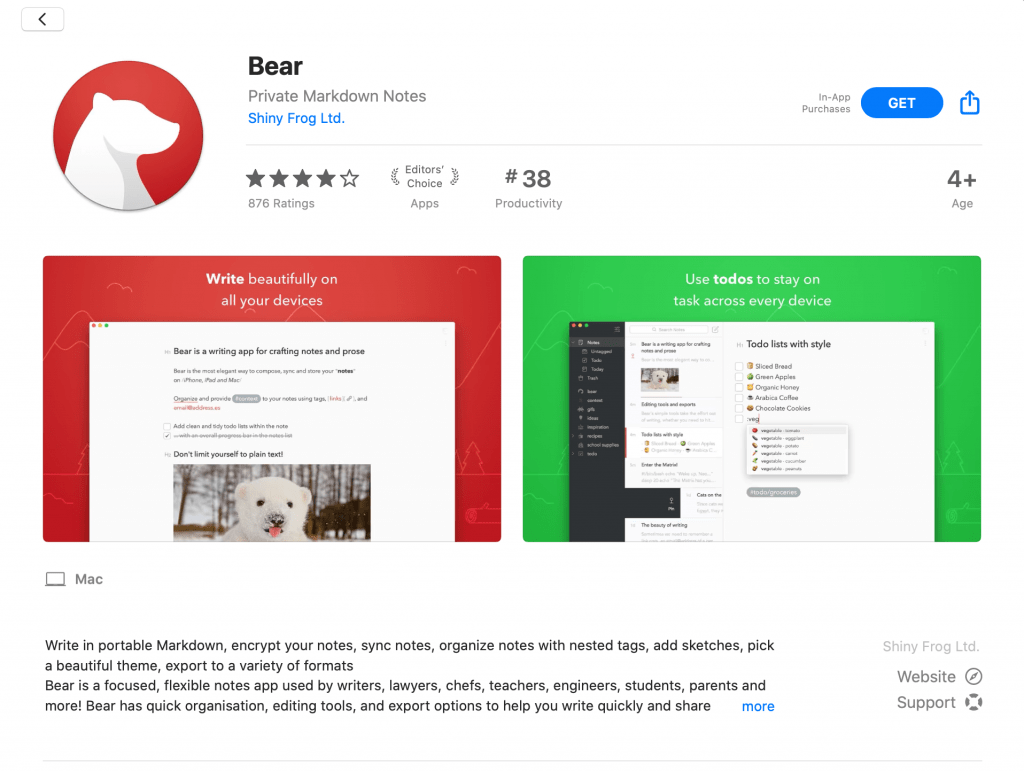 Bear App: Best Writer Tools 2020