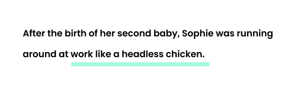 After the birth of her second baby, Sophie was running around at work like a headless chicken.