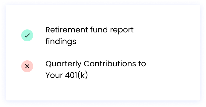 Correct: Retirement fund report findings Incorrect: Quarterly Contributions to Your 401(k)