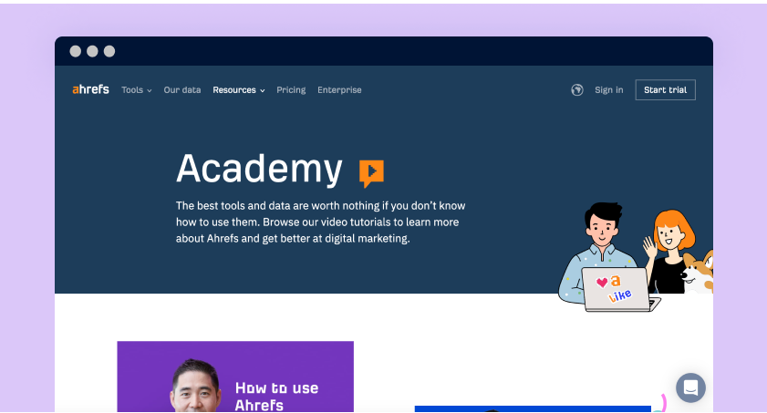 Screenshot of Ahrefs Academy page.