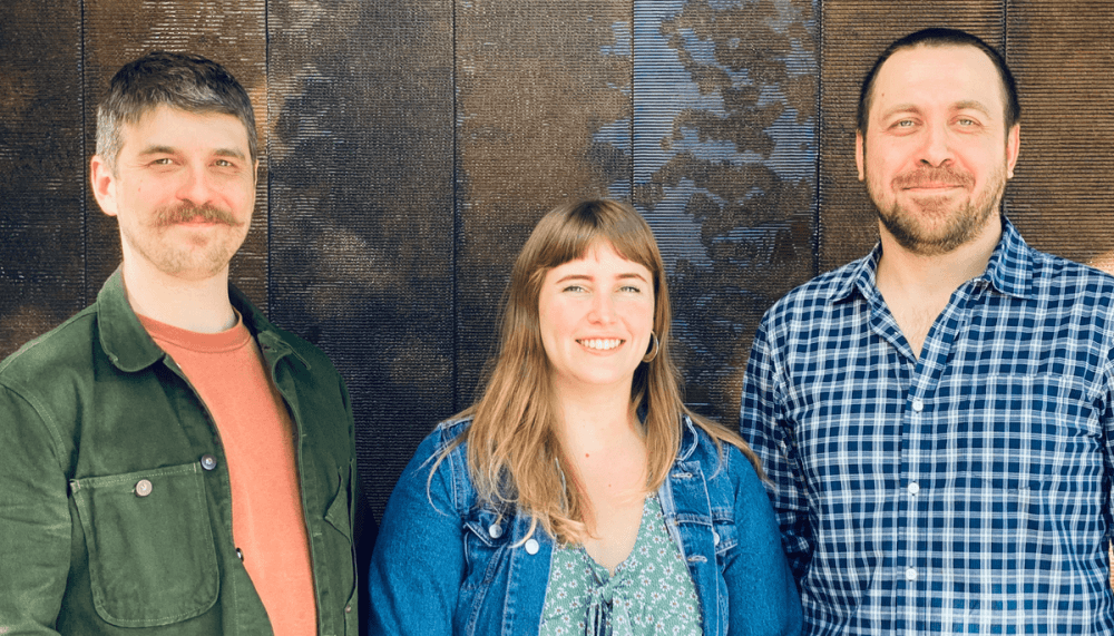 Pete, Julia, and Waseem, looking like the fine indie band they are