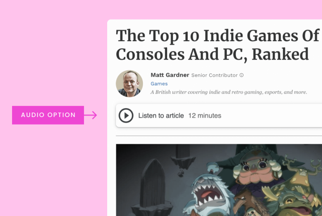 Audio option on an article