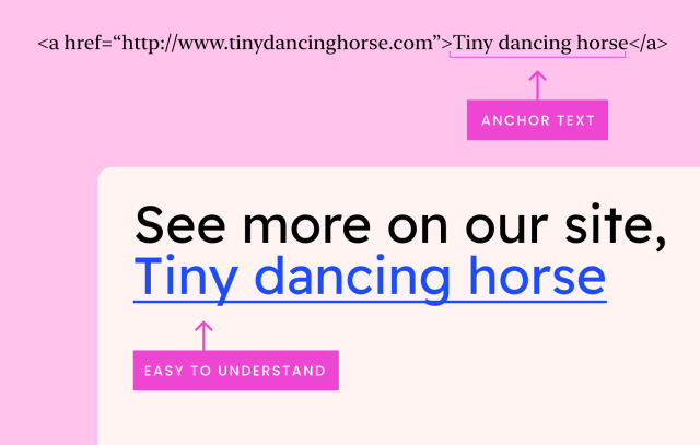 Useful link text: See more of our site, Tiny dancing horse