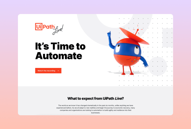 UiPath brand helpful, fun, with short and easily-understood headlines
