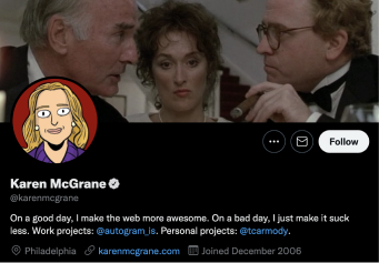 Karen McGrane Twitter bio