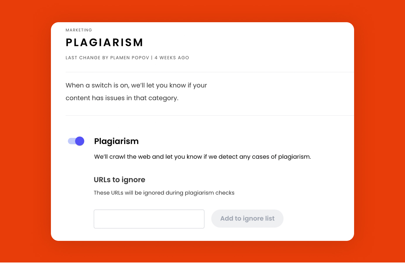 Plagiarism settings in Writer