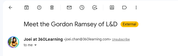 Example email subject line: "Meet the Gordon Ramsey of L&D"