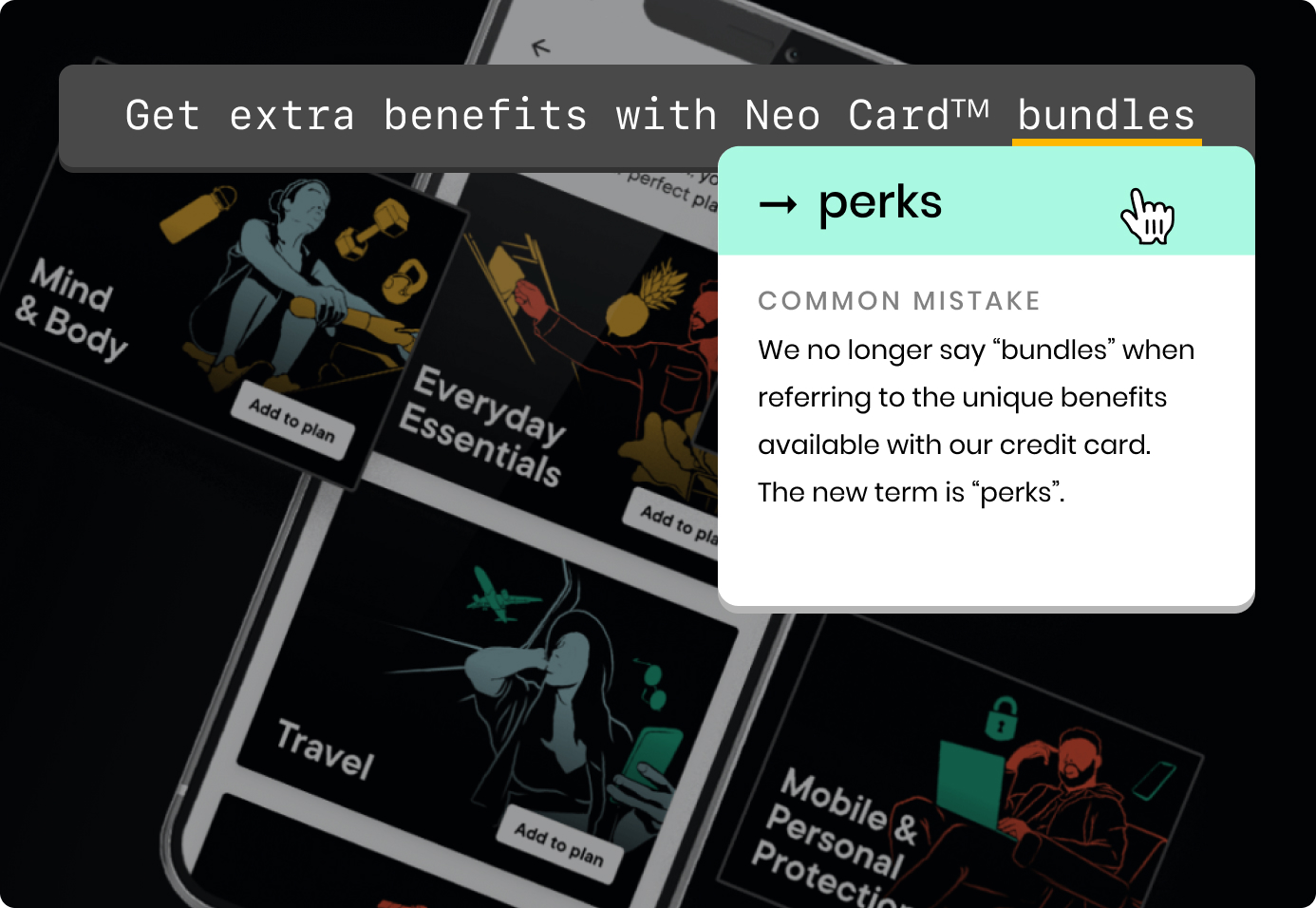 Writer highlighting that "perks" should now be used instead of "bundles"