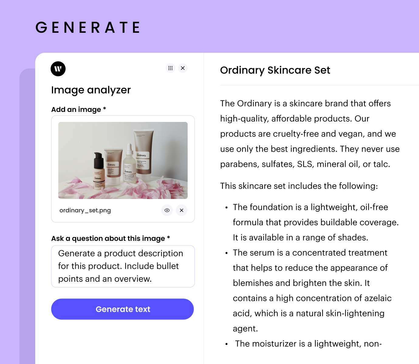 Generate product descriptions in a snap using Image analyzer