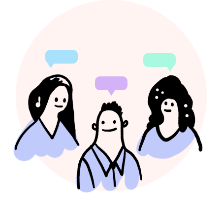 Three people talking