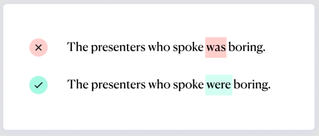 The presenters who spoke was boring. The presenters who spoke were boring.