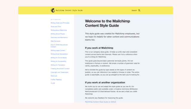Mailchimp content style guide