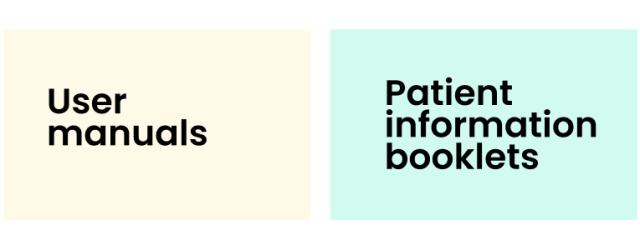 User manuals, patient information booklets