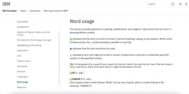 IBM's technical style guide