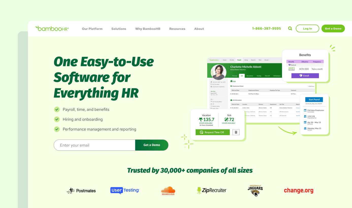 BambooHR homepage