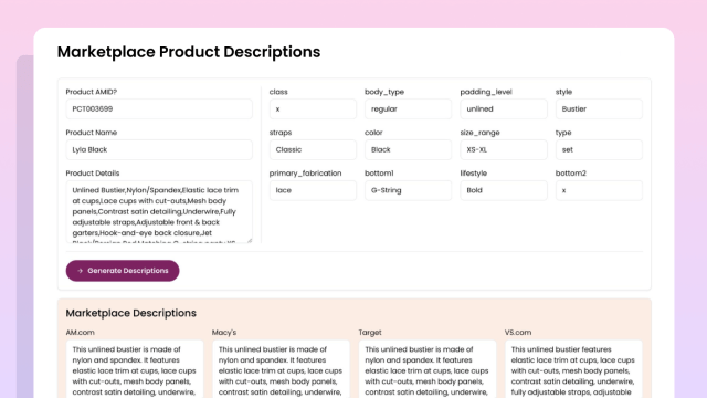 Product description app for end users built with Writer Framework