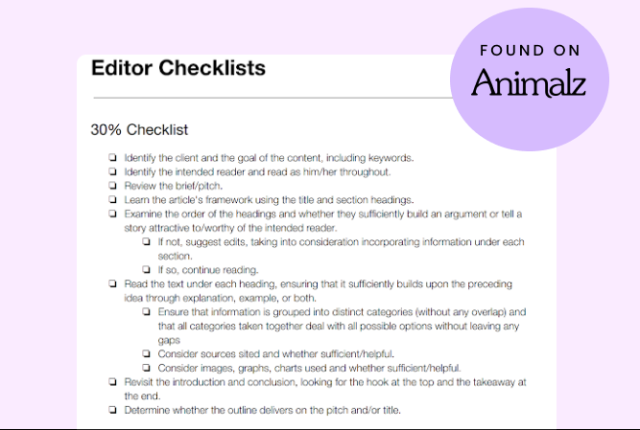 Animalz editor checklists