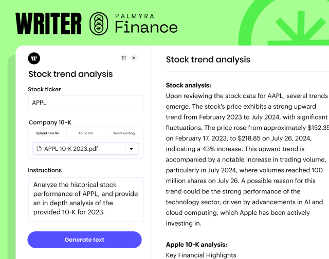 Palmyra-Finance in custom AI app