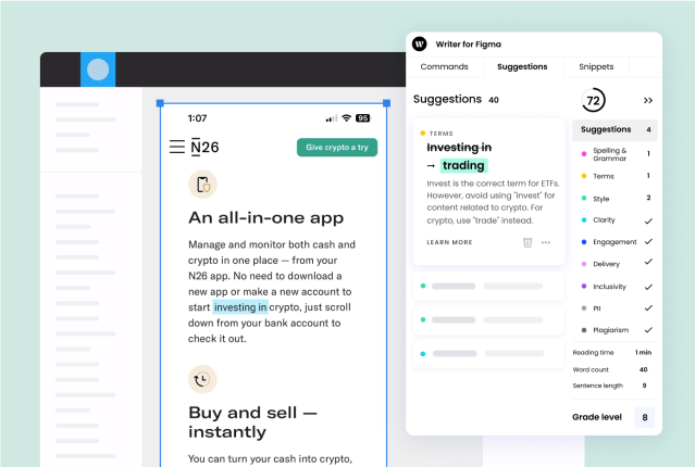 N26 uses Writer in Figma to ensure consistency and compliance