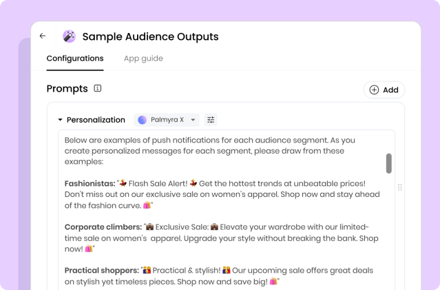 Sample audience outputs