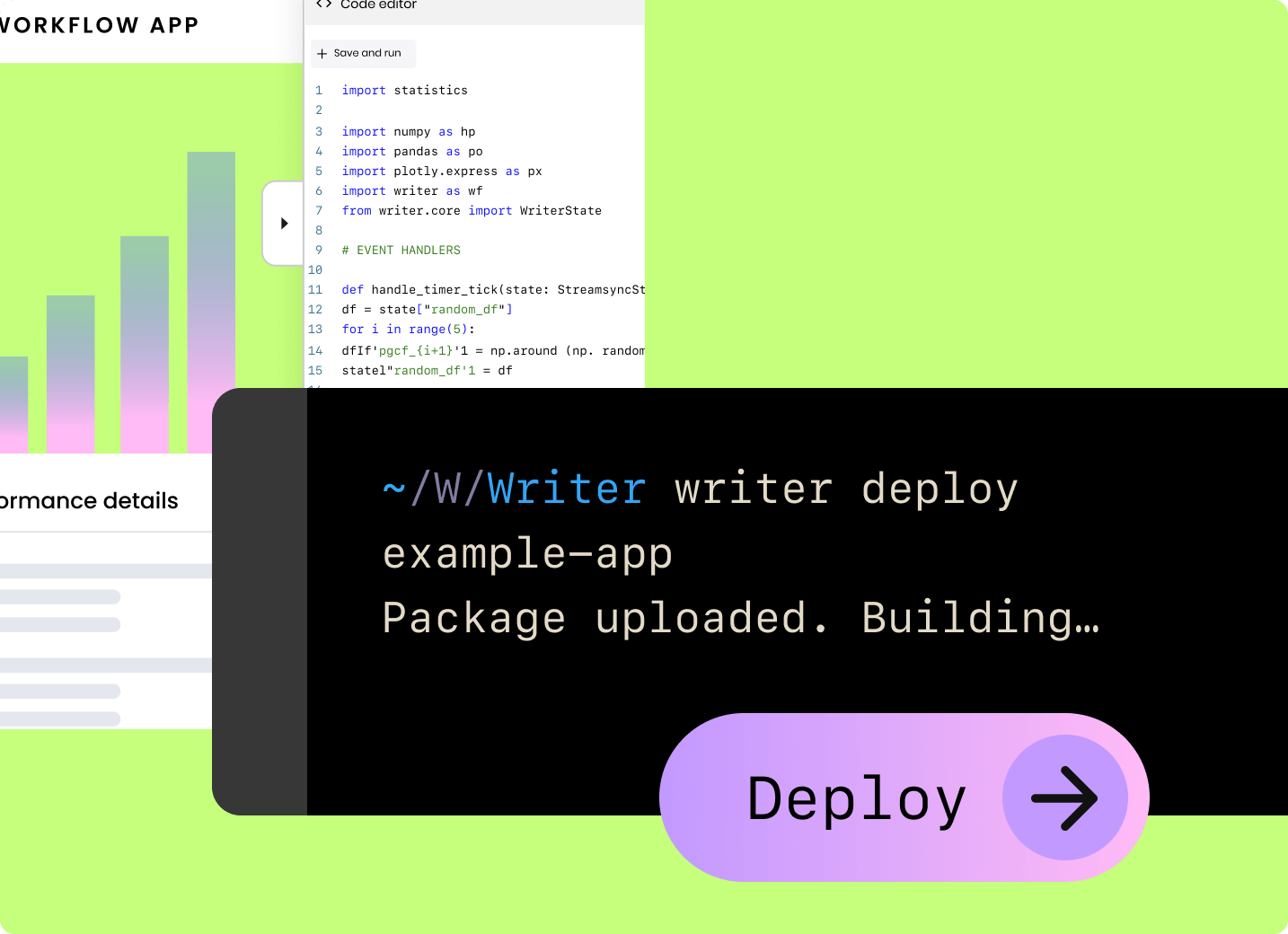 ~/W/writer writer deploy example-app Package uploaded. Building... [Deploy]