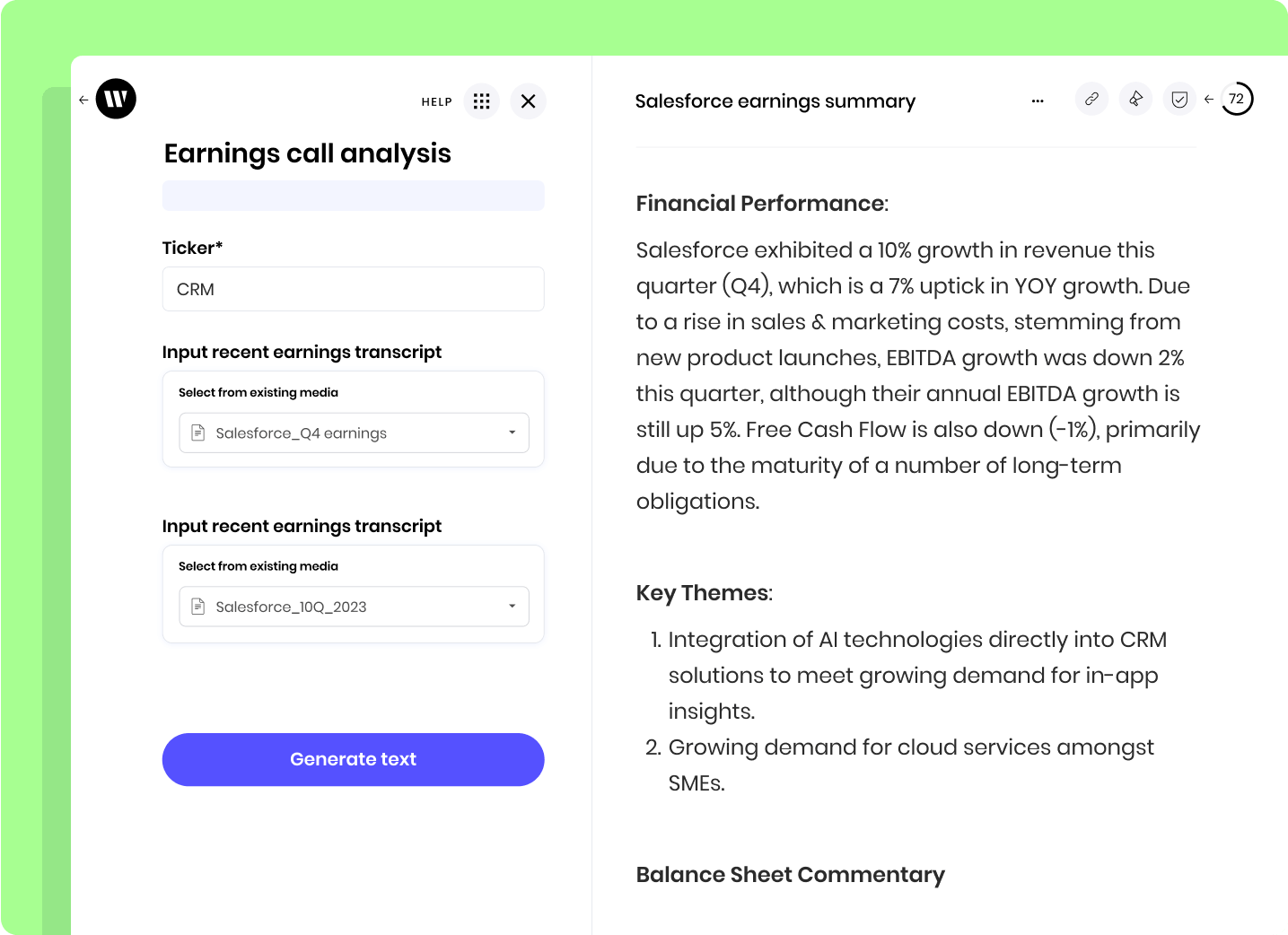 Earnings call analysis