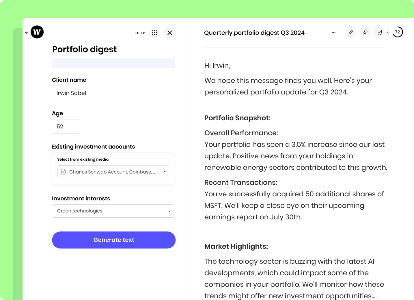 Portfolio digest